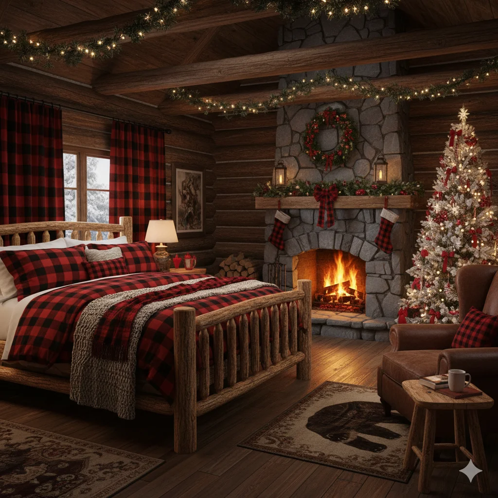 15 Beautiful Christmas Bedroom Decor Ideas 12 Red Plaid Cabin Christmas Bedroom