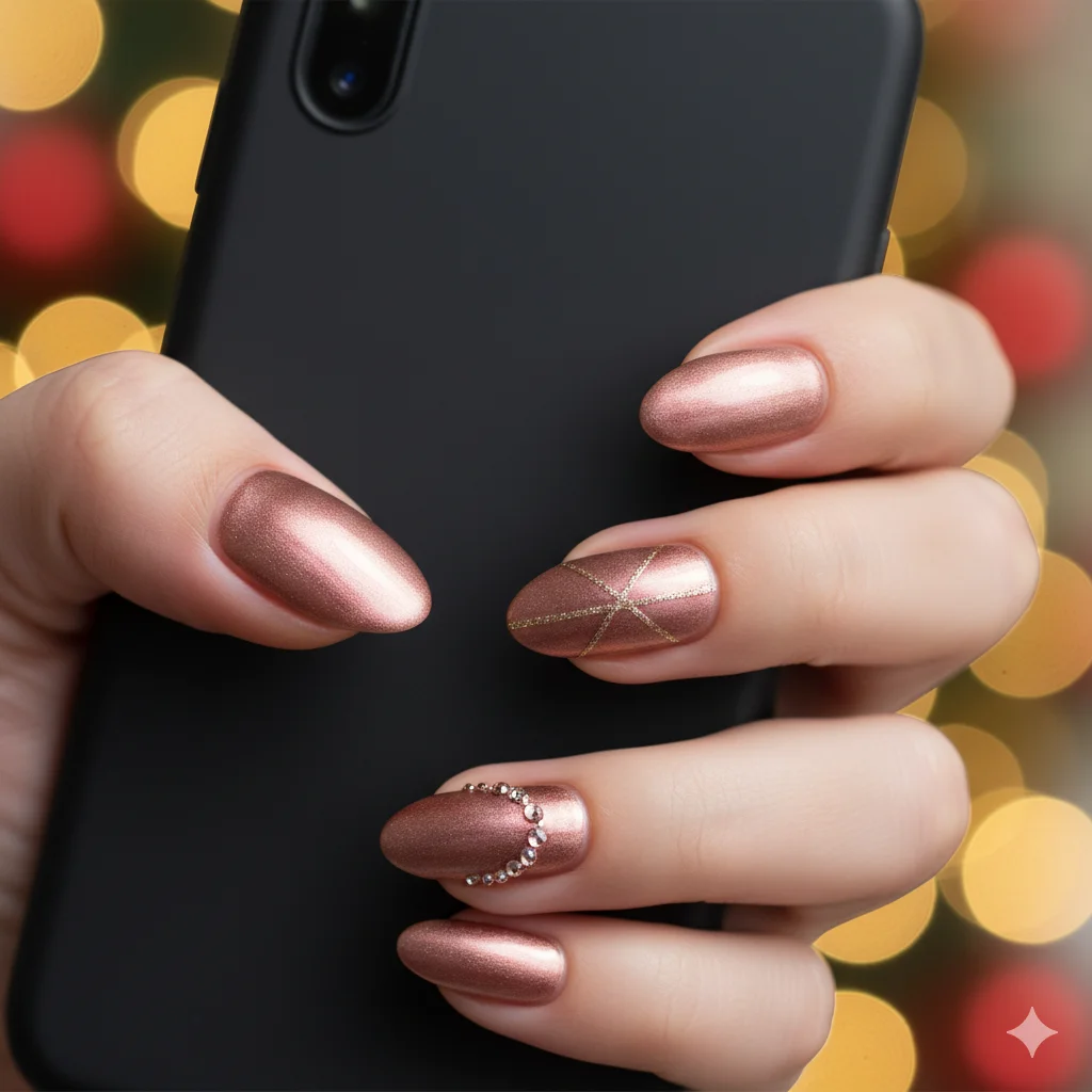 17 Happy New Year Nail Design Ideas For New Year 2026 9 Rose Gold Celebration
