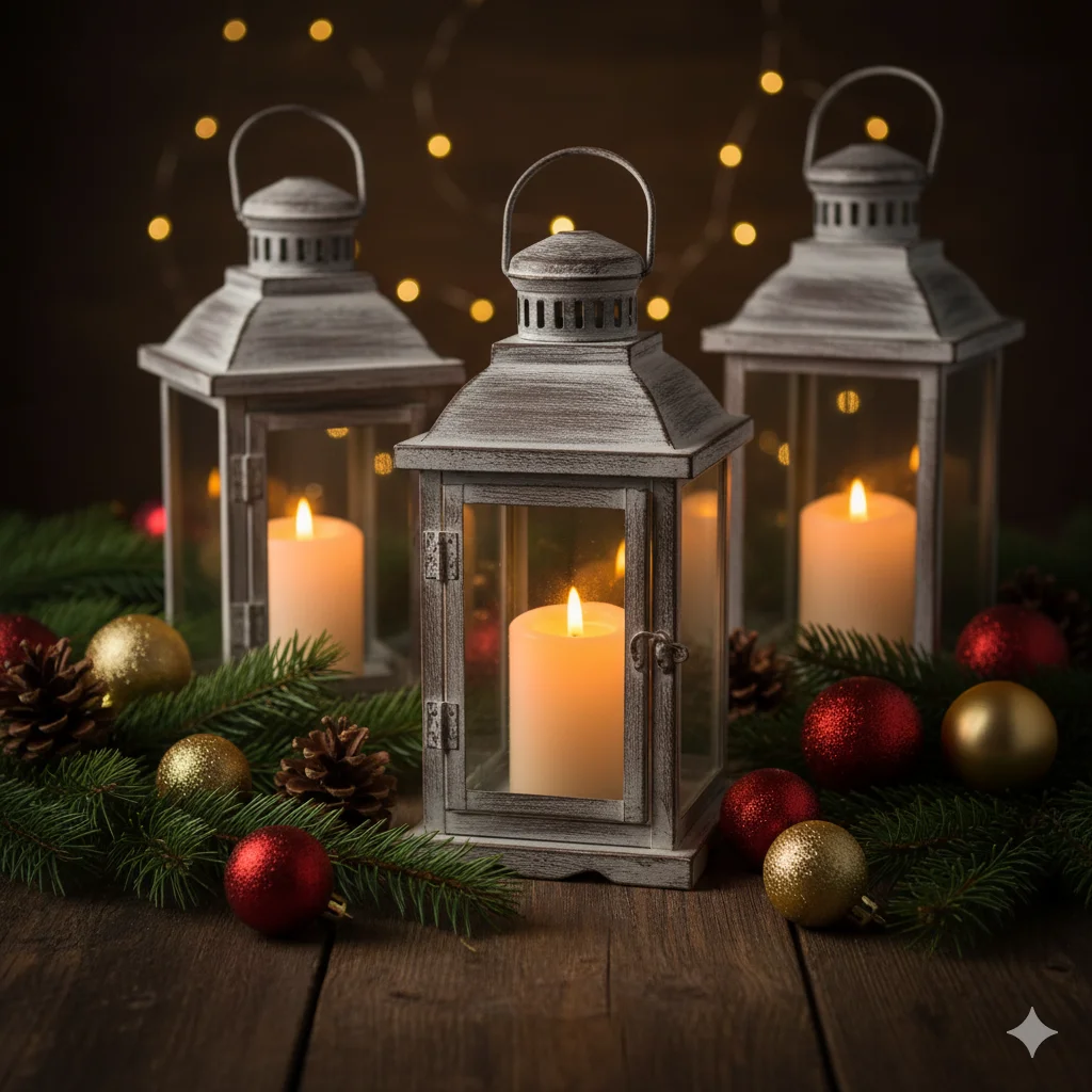 15 Cozy Christmas Candle Ideas for a Festive Holiday Atmosphere 5 Rustic DIY Christmas lanterns with candles inside