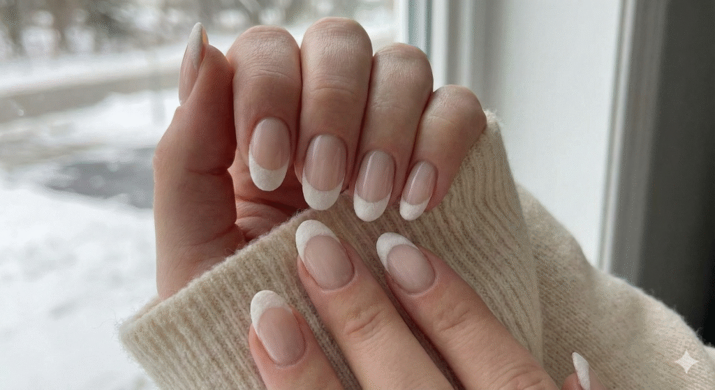 20 Christmas Nail Ideas 2025 – Trendy, Classy & Aesthetic Holiday Nails 18 Snowy French Tips