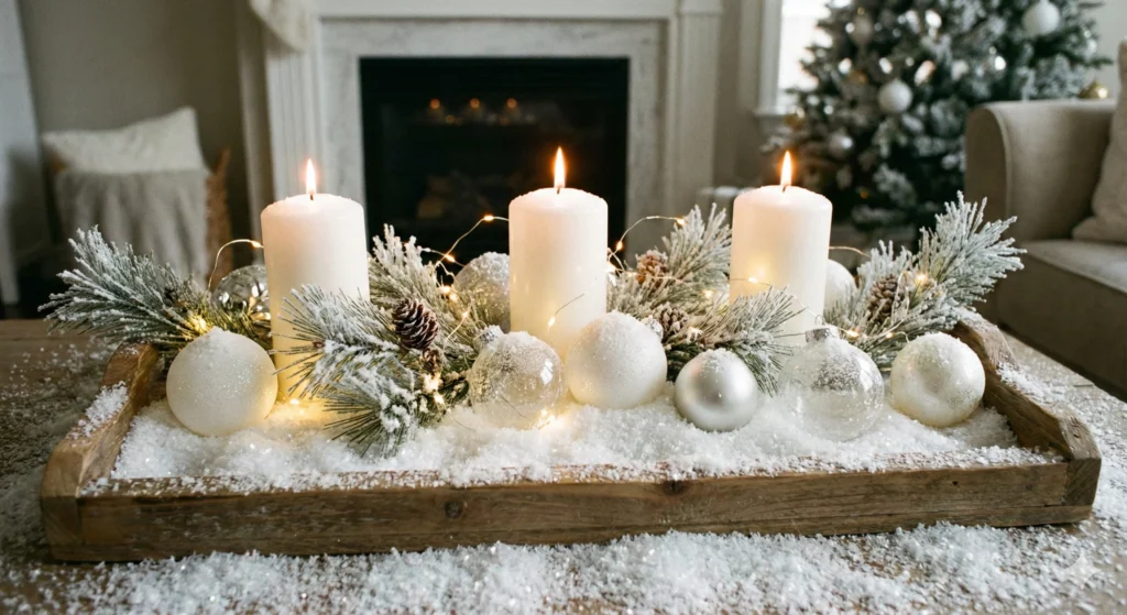 15 Festive Christmas Tray Decorating Ideas for Every Style 8 Snowy Winter Tray