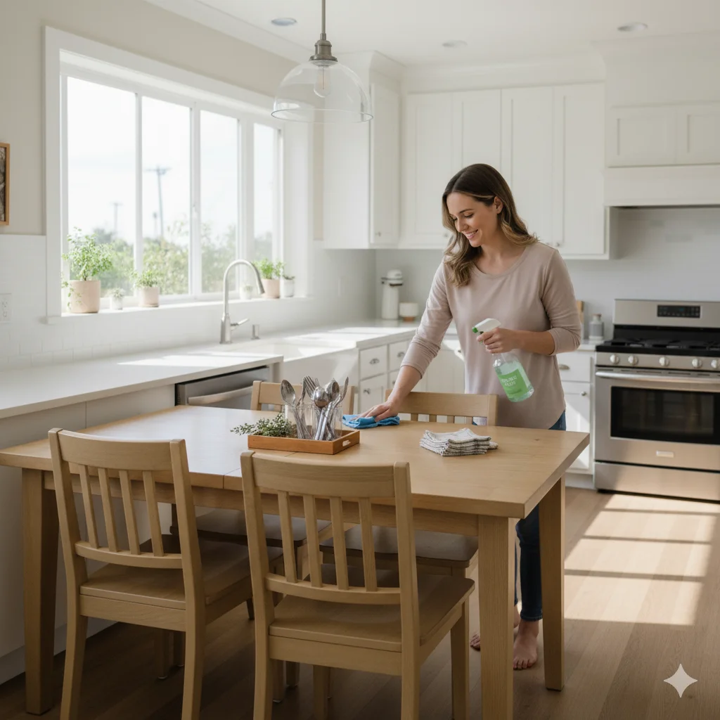 13 Easy Kitchen Cleaning Hacks for Busy Moms 11 Tidy Tables Chairs