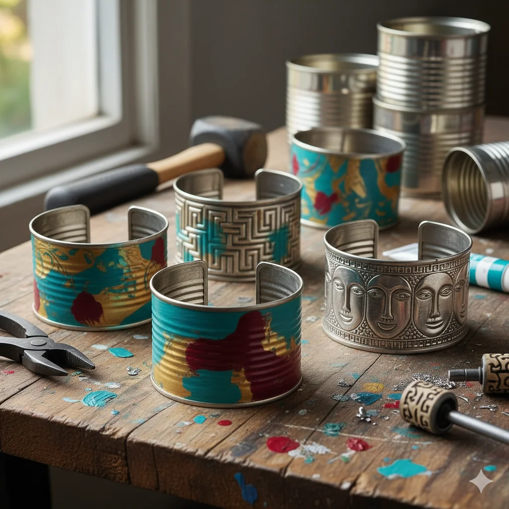 17 Creative Recycled Jewelry DIY Ideas for Eco-Friendly Fashion 3 Tin Can Bracelets