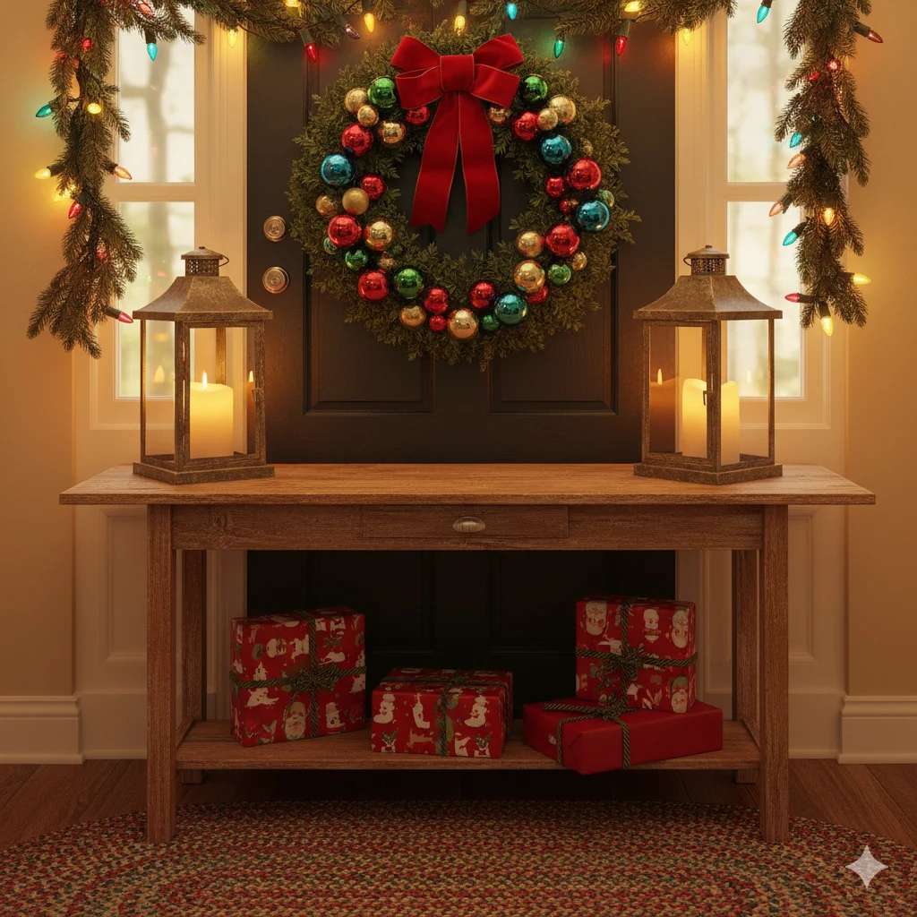 15 Christmas Entryway Decor Tips to Make Your Home Festive 15 Vintage Christmas Touches