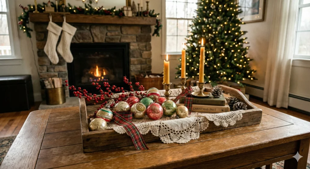 15 Festive Christmas Tray Decorating Ideas for Every Style 11 Vintage Christmas Tray