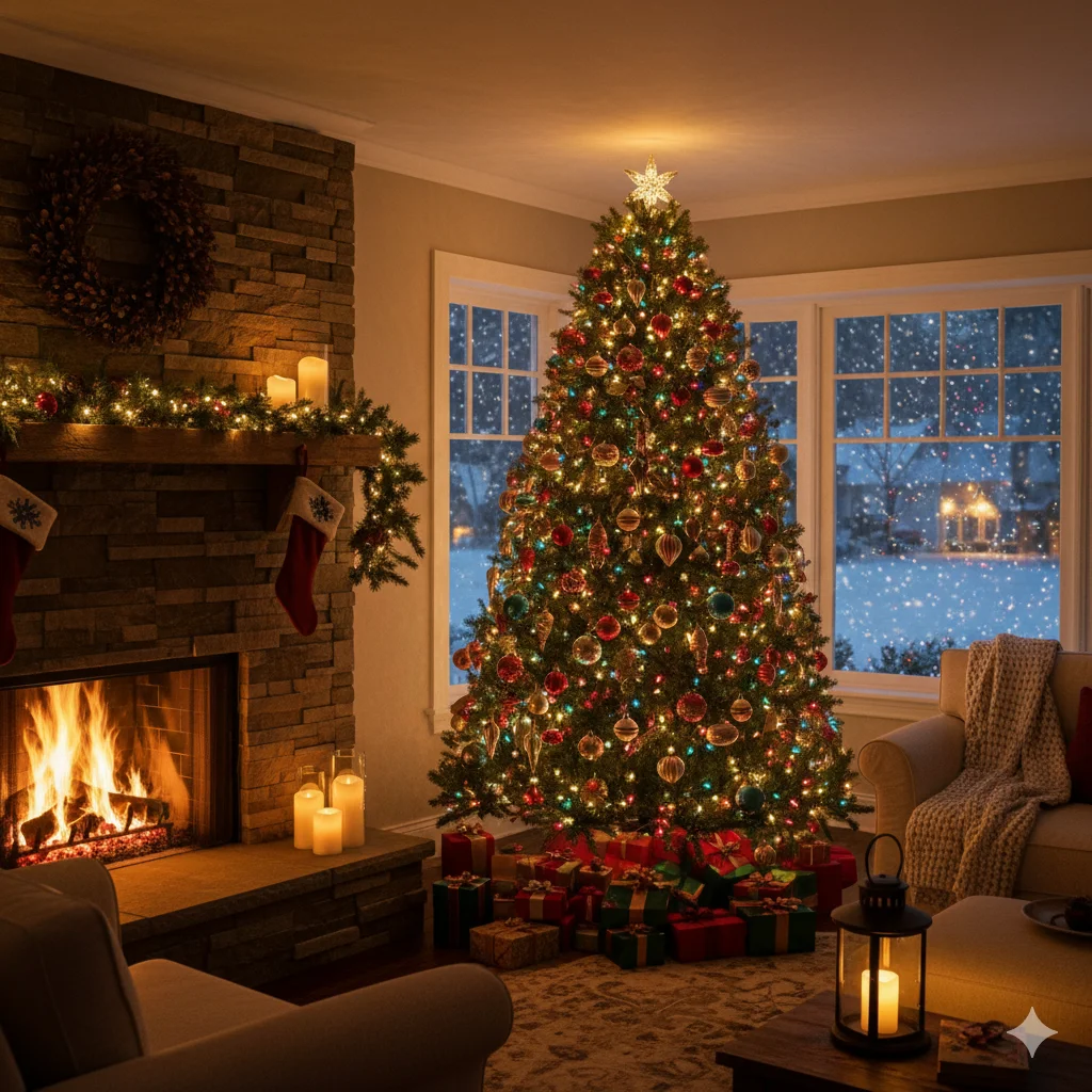 15 Cozy Christmas Living Room Ideas to Transform Your Home This Holiday Season 16 Warm Nighttime Christmas Glow