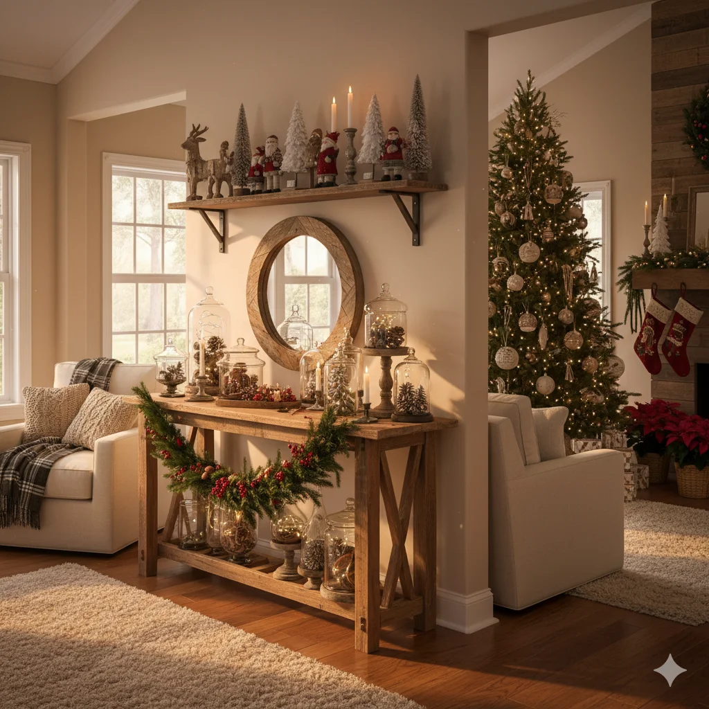 9 Rustic Farmhouse Christmas Living Room 6 Warm Wood Accents