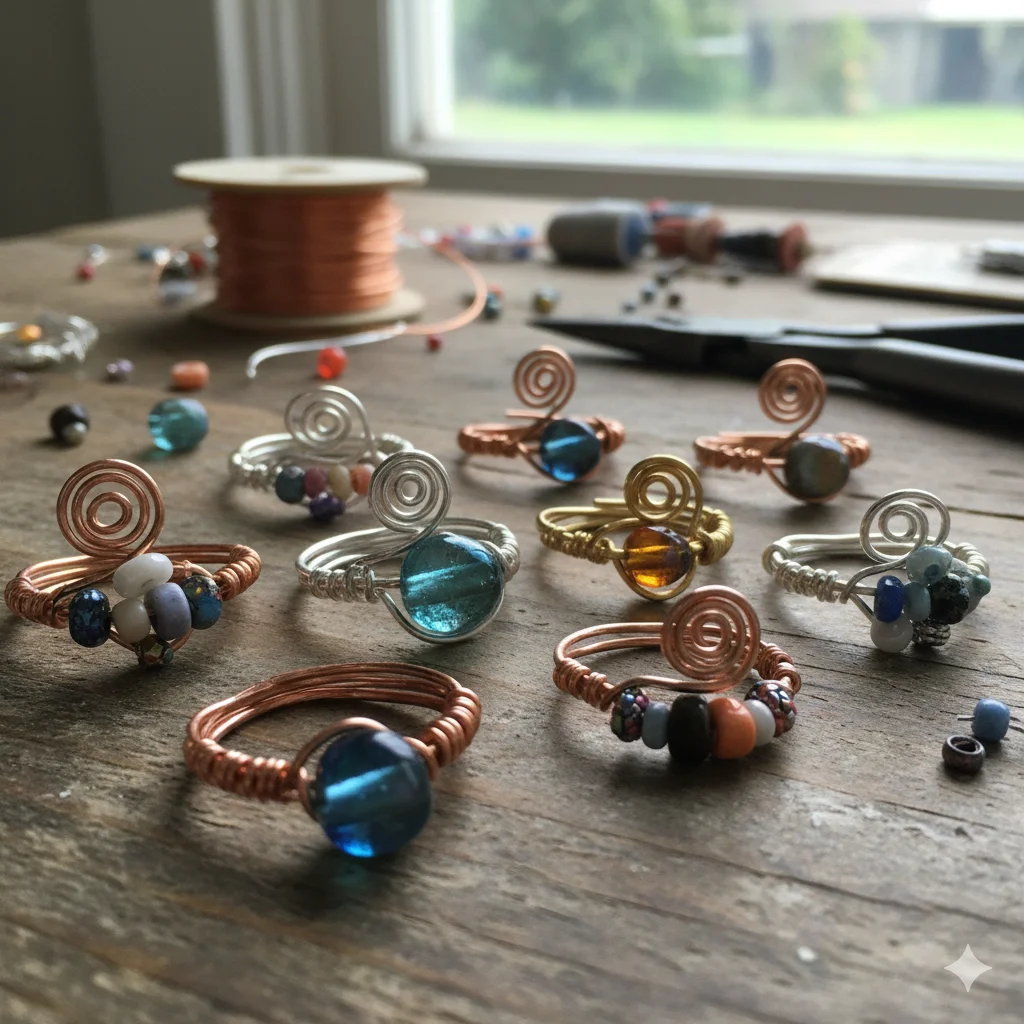17 Creative Recycled Jewelry DIY Ideas for Eco-Friendly Fashion 5 Wire Scrap Bead Rings