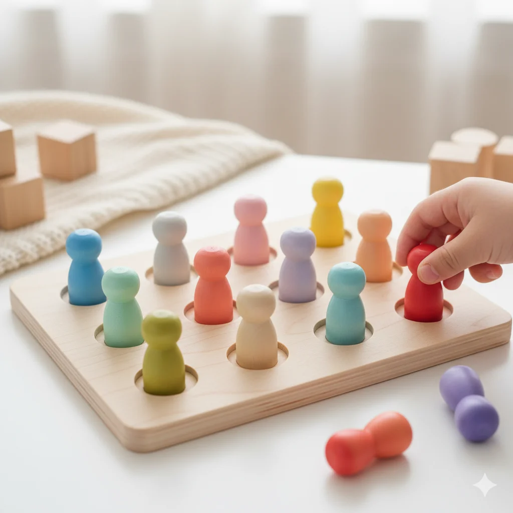 Wooden Peg Puzzle Board