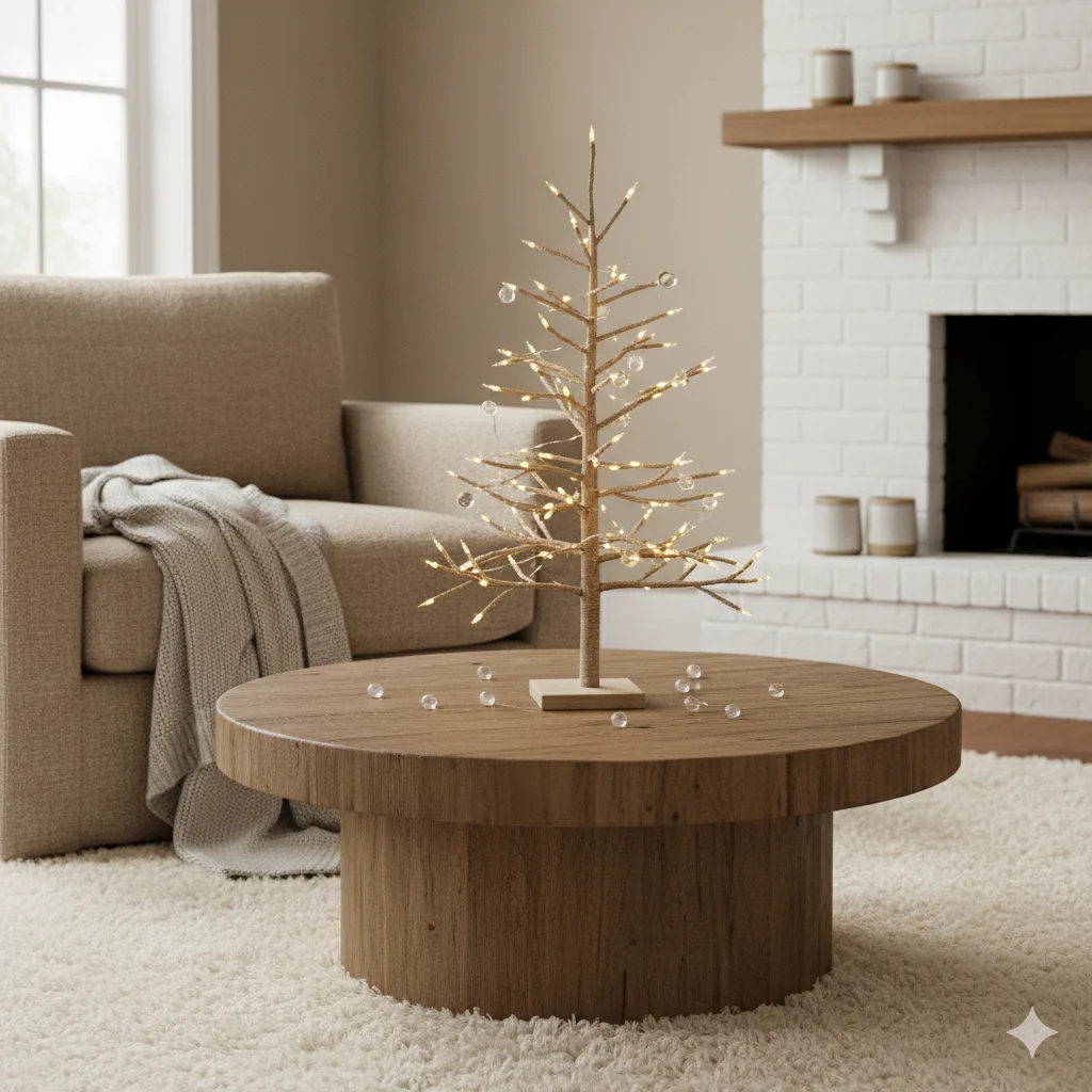 13 Minimalist Holiday Decor Ideas for Small Spaces 2 minimalist small Christmas tree with fairy lights