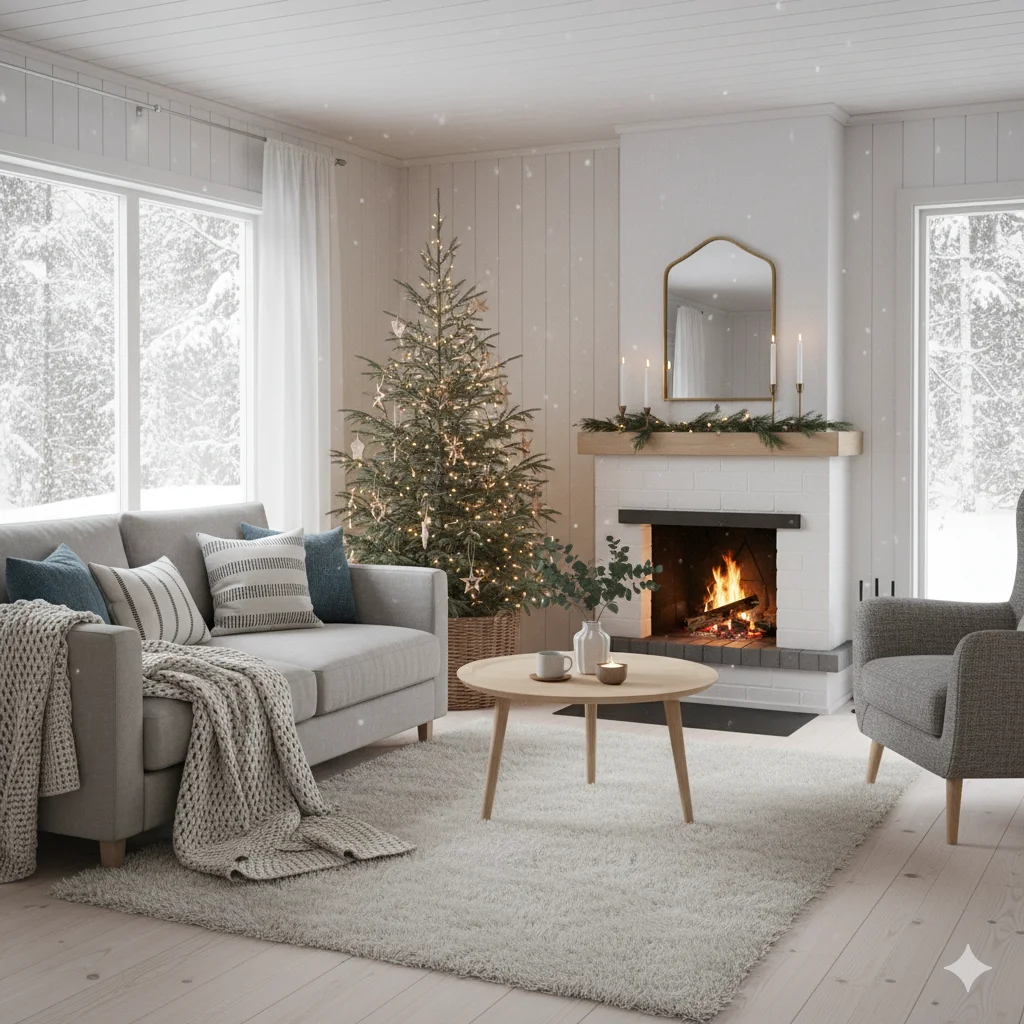15 Cozy Christmas Living Room Ideas to Transform Your Home This Holiday Season 5 skandavian