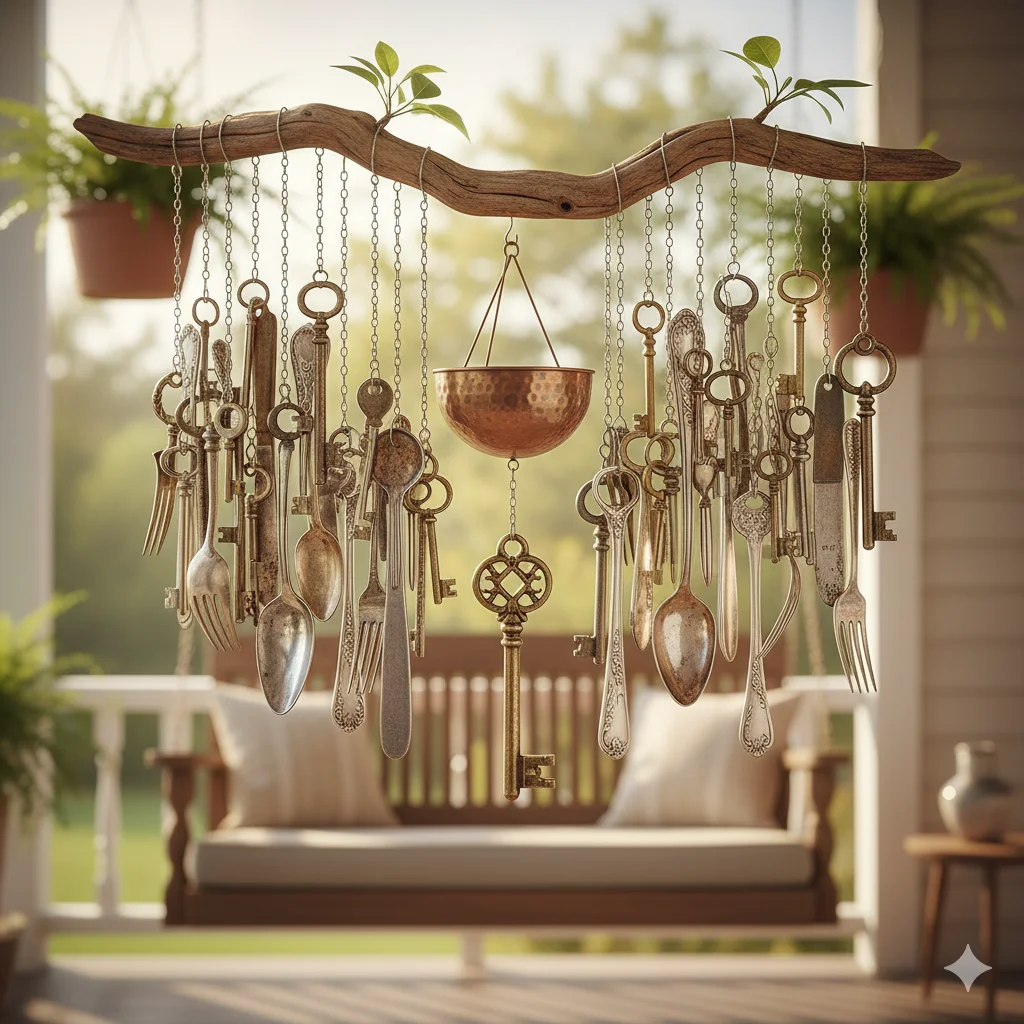10 DIY recycled craft ideas for kids and family activities 13 wind chimes from old keys or utensils