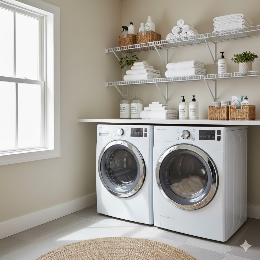 7 Laundry Room Shelf Ideas to Maximize Space and Style 3 Adjustable Wire Shelving