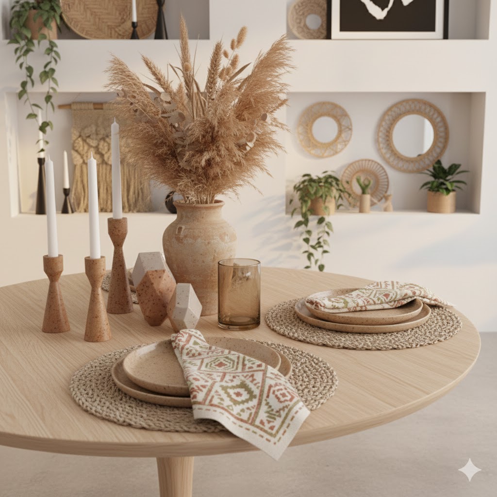 17 Table Setting Ideas to Elevate Any Occasion 7 Boho Rattan Layered Table