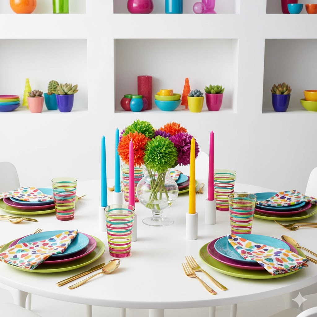 17 Table Setting Ideas to Elevate Any Occasion 14 Bold Color Pop Setting