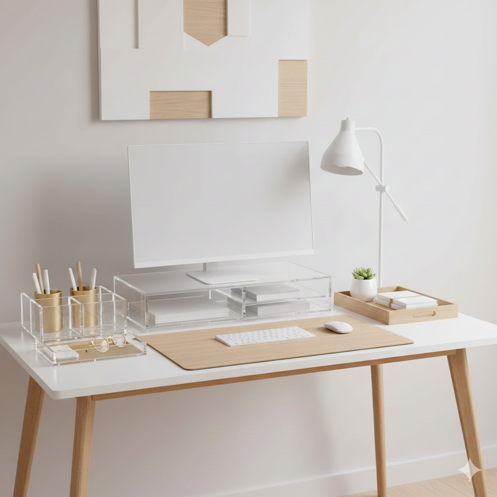 11 Aesthetic Desk Organization Ideas | Stylish & Organized Workspaces 2 Clear Acrylic Organization Desk