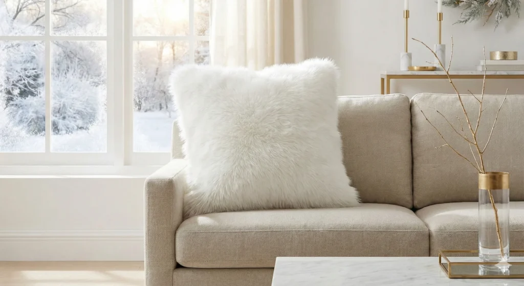 13 Christmas Pillows to Transform Your Holiday Decor in 2026 10 Faux Fur White Winter Pillow