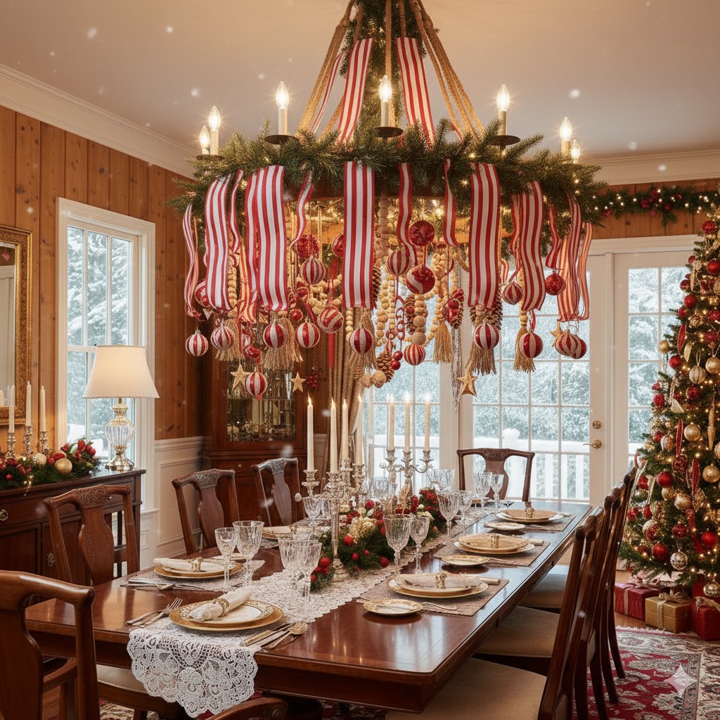 17 Christmas Chandelier Decorating Ideas to Elevate Your Holiday Decor 6 Festive Christmas chandelier