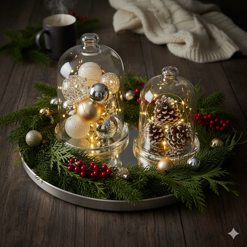 10 Stunning Christmas Centerpiece Tray Ideas for a Festive Table 6 Glass Dome Ornaments