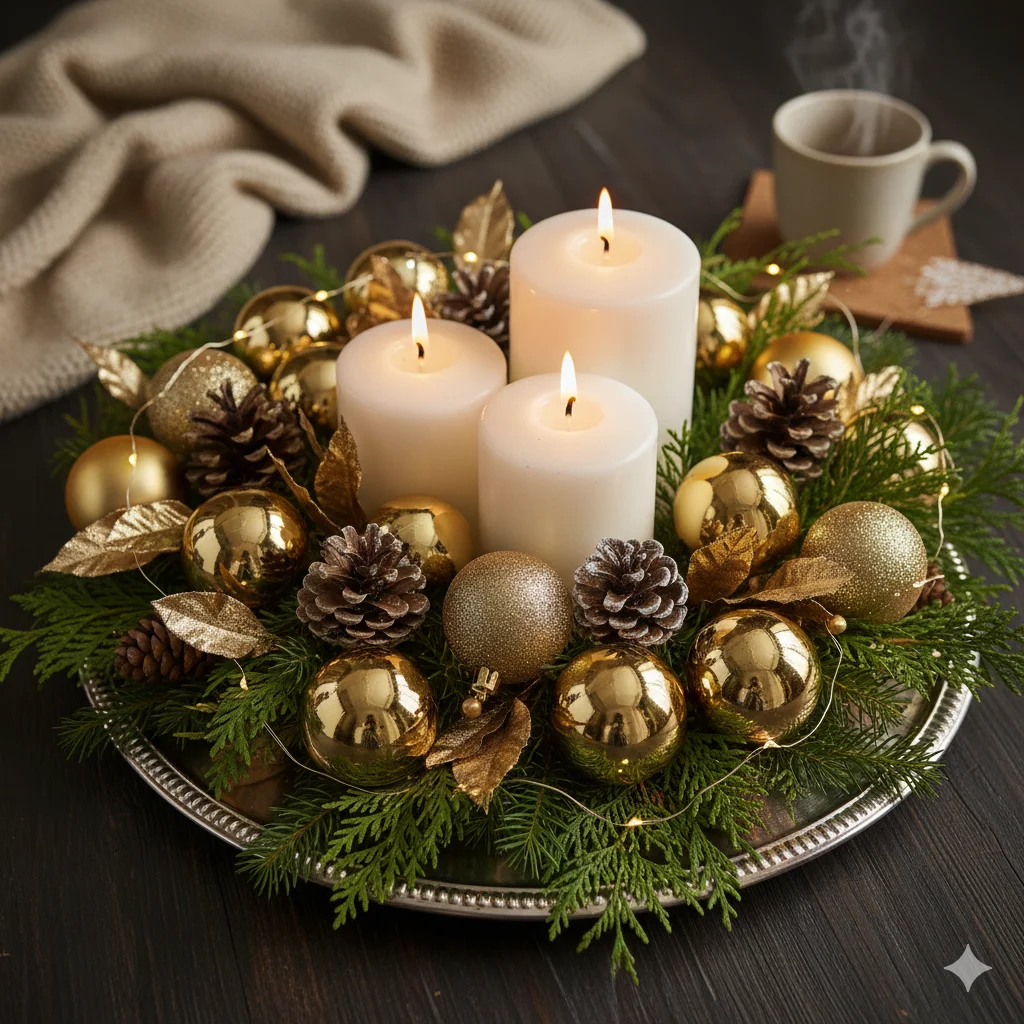 10 Stunning Christmas Centerpiece Tray Ideas for a Festive Table 7 Gold White Elegance
