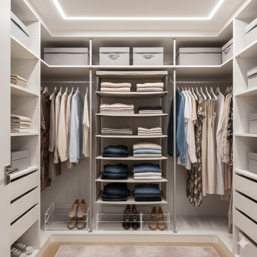 Hanging closet shelves