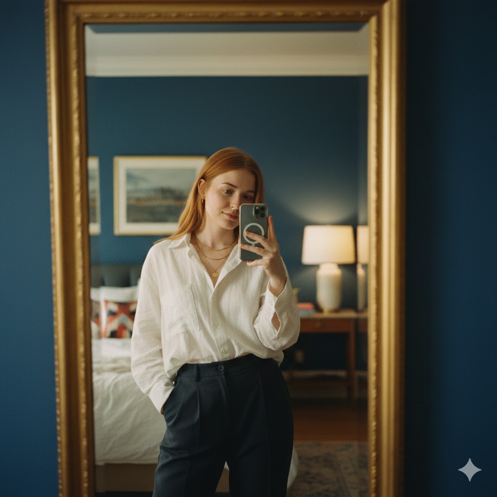 21 Creative At-Home Photoshoot Ideas for Aesthetic Indoor Photography (With Easy Setup Tips) 4 Mirror Self Portrait