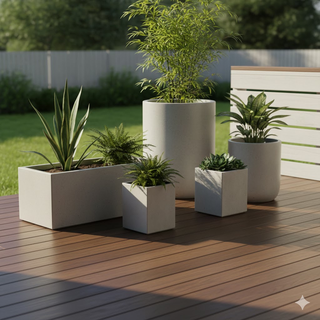 13 Stunning Deck Plant Ideas to Transform Your Outdoor Space in 2026 6 Modern Concrete Deck Planters