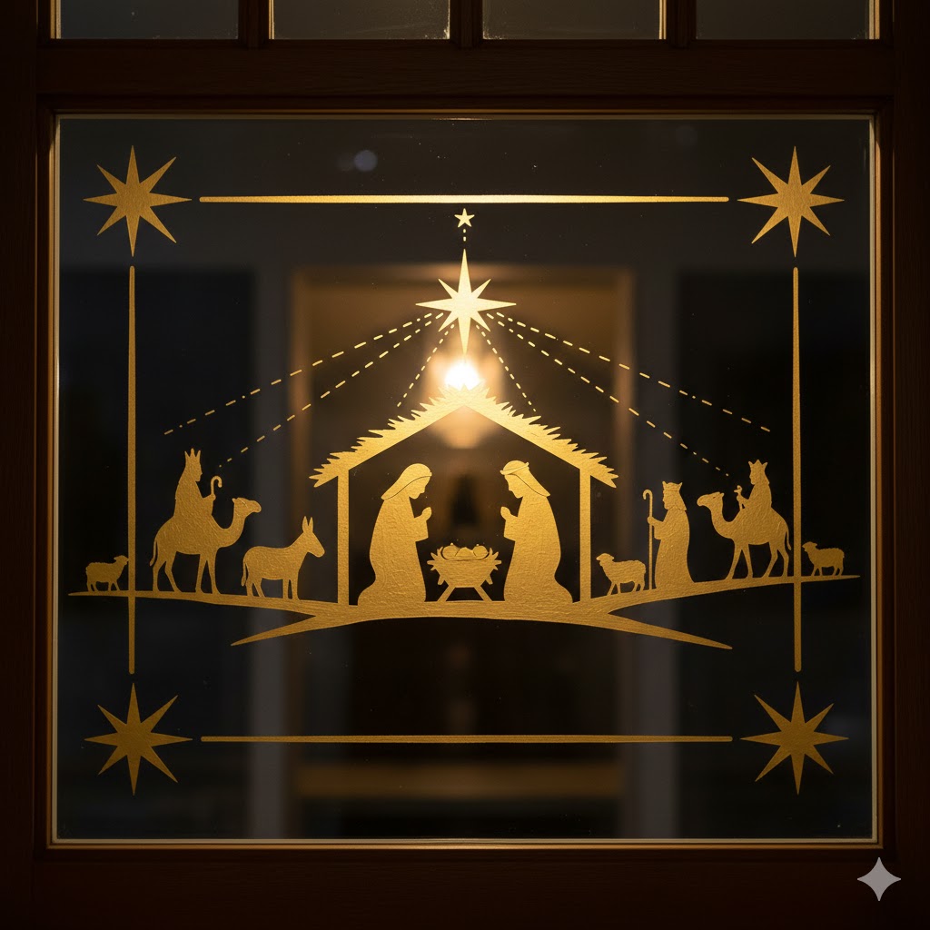 11 Christmas Window Painting & Decorating Ideas (Festive, Easy & Trending) 5 Nativity Scene