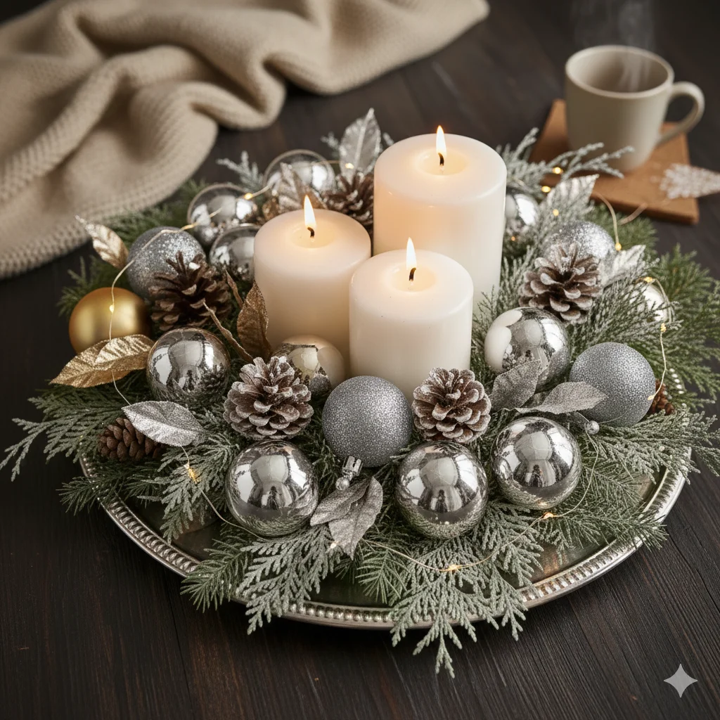 10 Stunning Christmas Centerpiece Tray Ideas for a Festive Table 10 Snowy Pine Tray