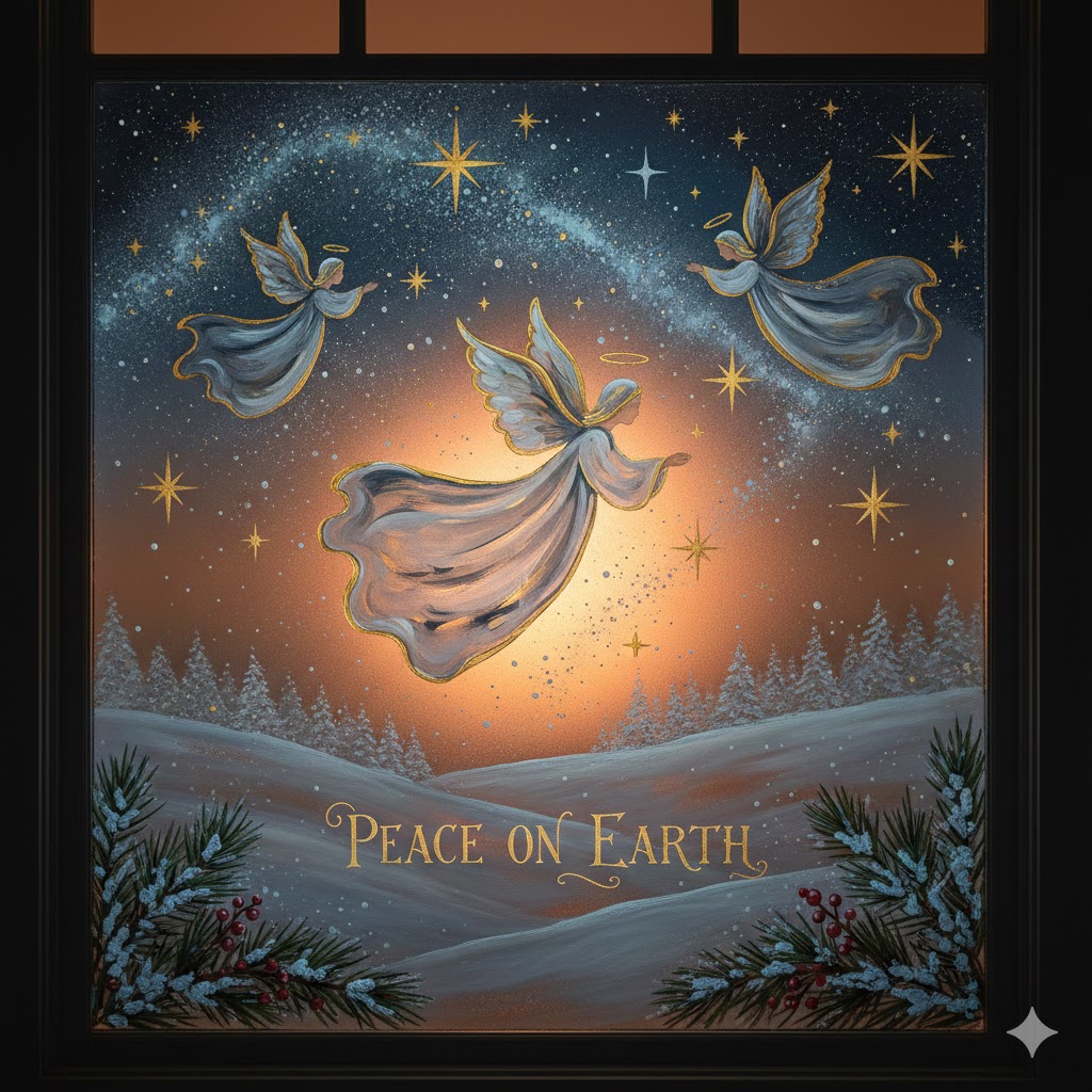 11 Christmas Window Painting & Decorating Ideas (Festive, Easy & Trending) 10 Stars Angels
