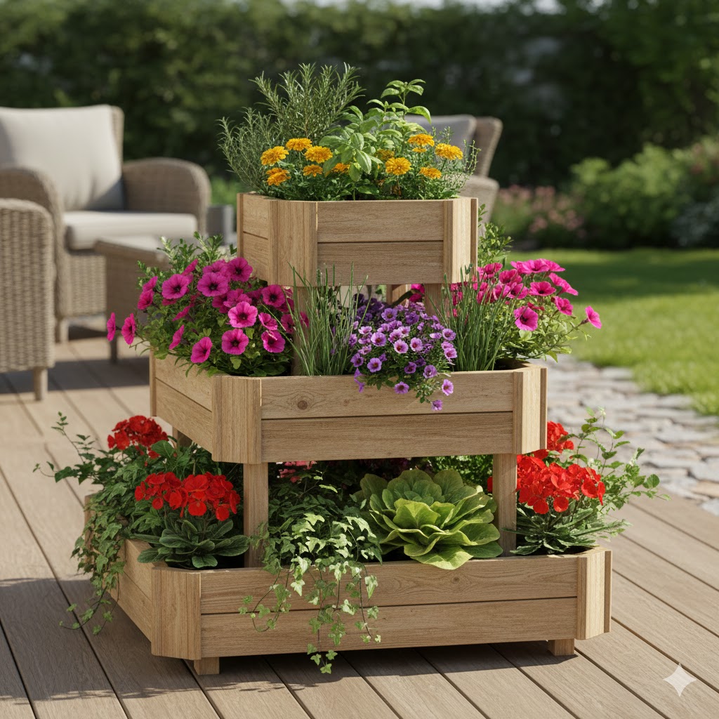 13 Stunning Deck Plant Ideas to Transform Your Outdoor Space in 2026 5 Tiered Deck Planters