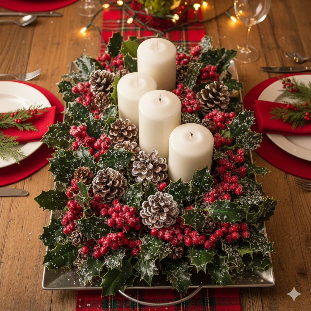 10 Stunning Christmas Centerpiece Tray Ideas for a Festive Table 4 Winter Berry Arrangement