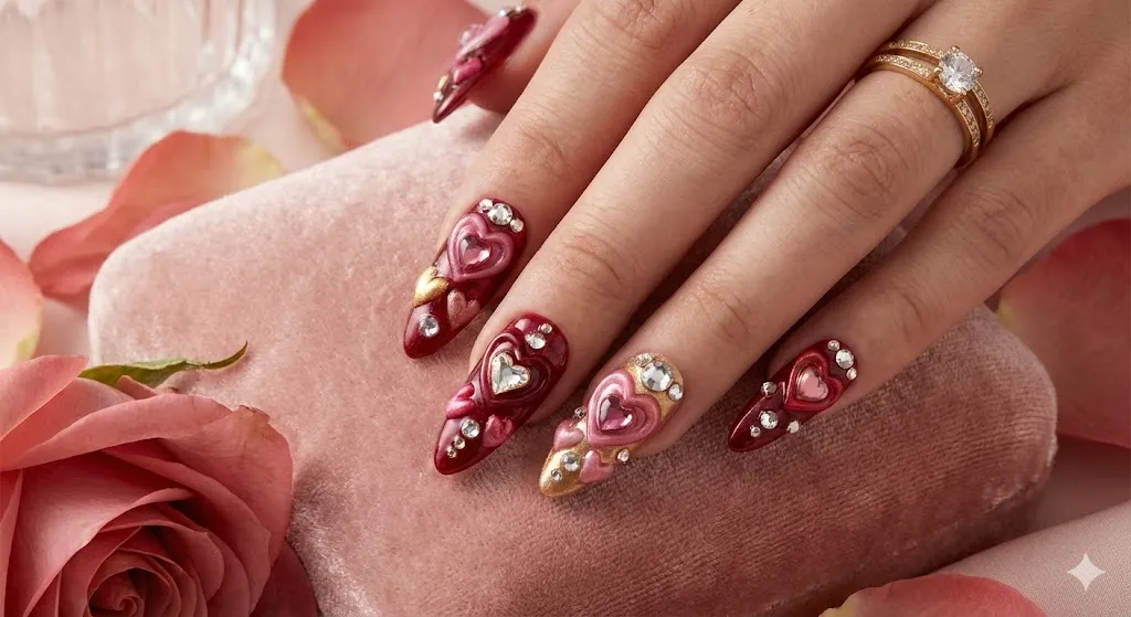 3D Heart Nail Art