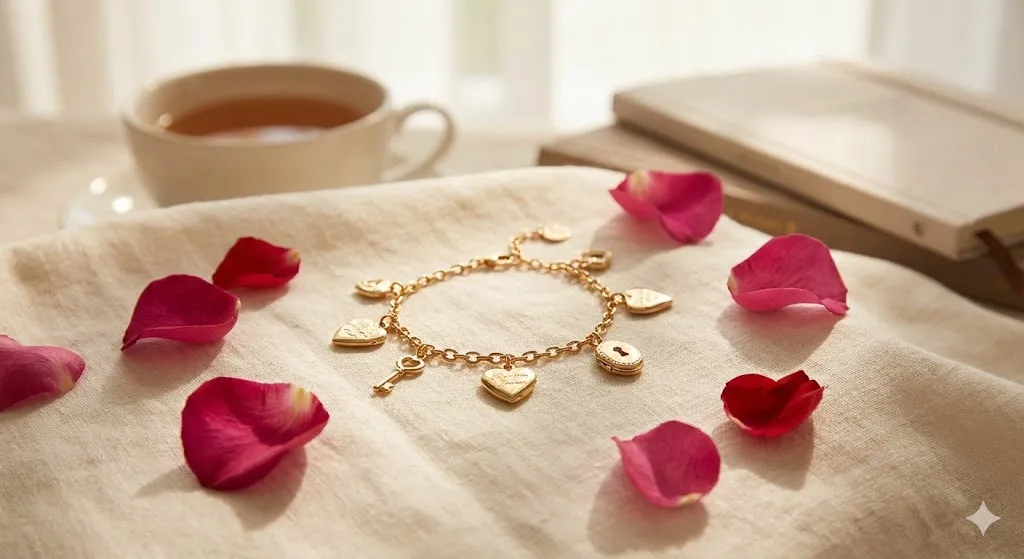 20 Jewellery Ideas to Wear on Valentine’s Day: Romantic, Trendy & Meaningful 15 Charm bracelet with gold charms