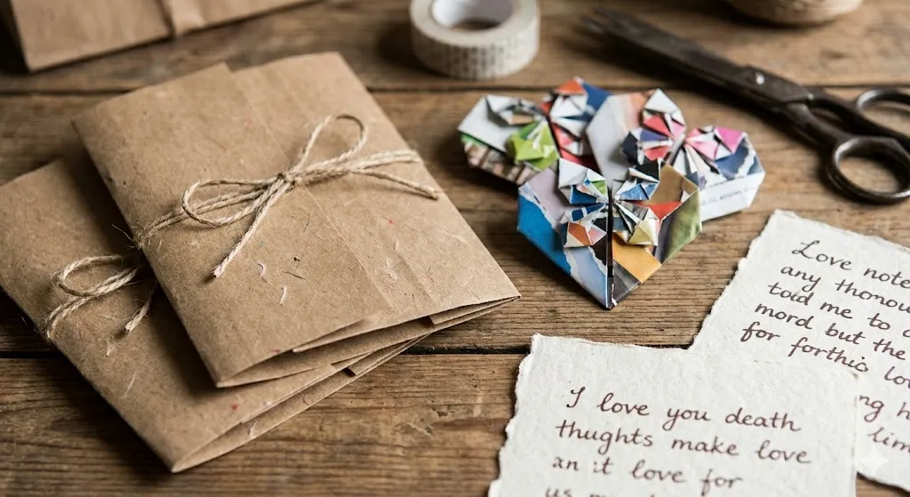 Eco-Friendly Valentine’s Ideas: Celebrate Love Sustainably 3 Close up of recycled Valentine cards