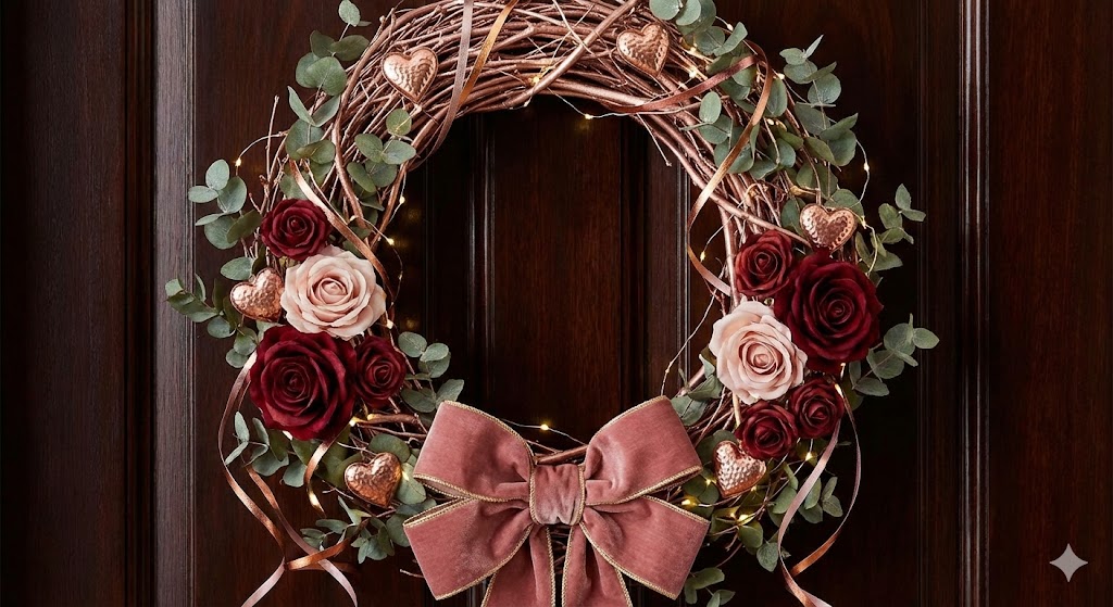 Elegant rose gold Valentine wreath