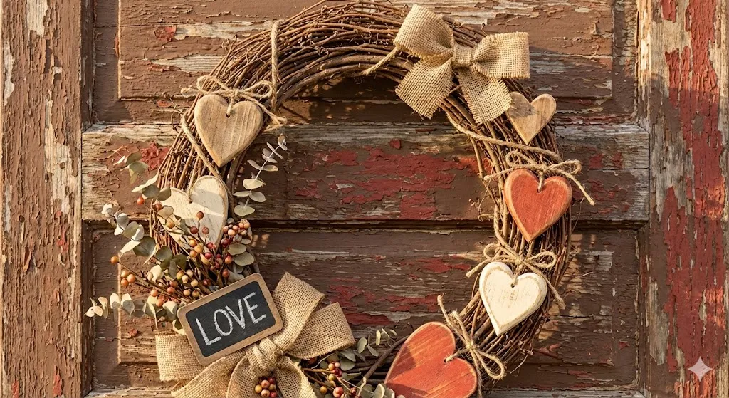 Farmhouse style Valentine wreath