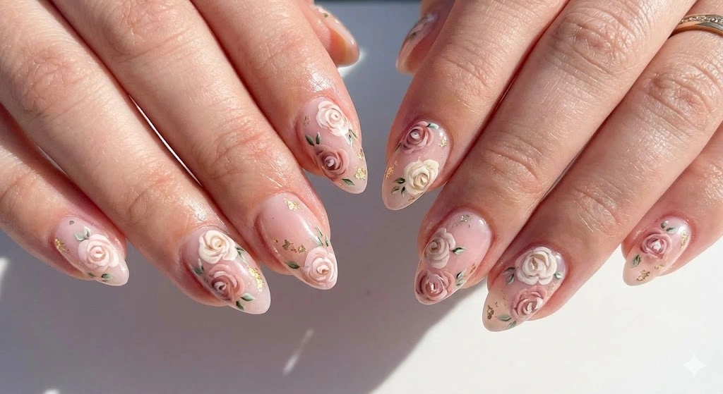 20 Nail Ideas for Valentine’s Day That Everyone Will Love 12 Floral Valentine Nails