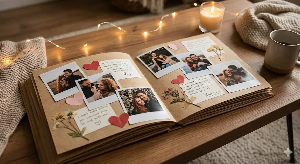 20 Valentine’s Day Gift Ideas for Your Loved One (2026 Edition) 13 Handmade scrapbook with couple photo