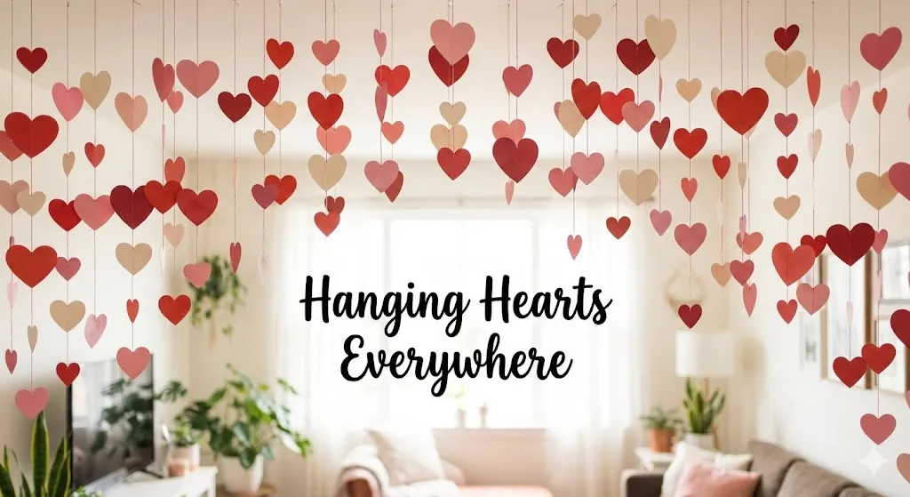 16 Creative Valentine’s Day Decoration Ideas to Make Your Celebration Unforgettable 8 Hanging Paper Hearts