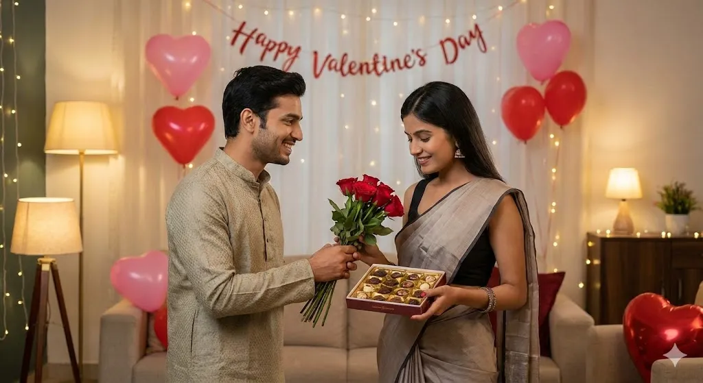 15 Unique Valentine’s Day Traditions Around the World 11 Indian couple exchanging roses