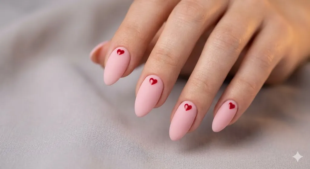 Matte Pink with Glossy Hearts
