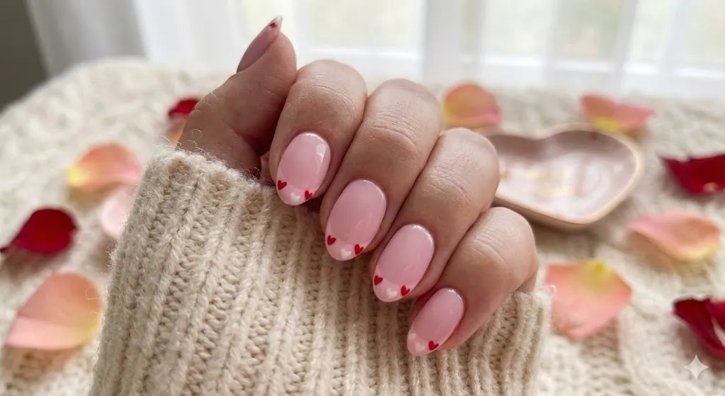 Pastel Pink Heart Tips