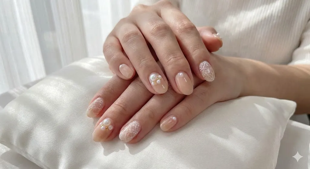 Pearl Accent Nails