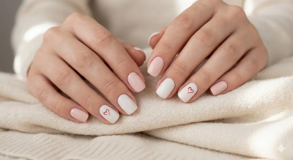 Pink White Minimal Nails
