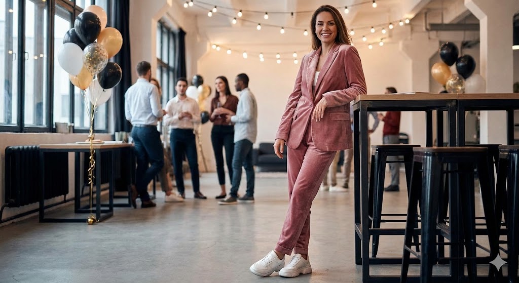 13 Stylish Valentine's Day Outfit Ideas for Every Occasion 6 Pink velvet pantsuit