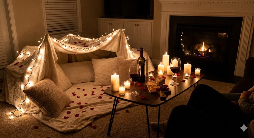 17 Valentine’s Day Living Room Decor Ideas to Create a Romantic Home 13 Romantic Valentine date night setup
