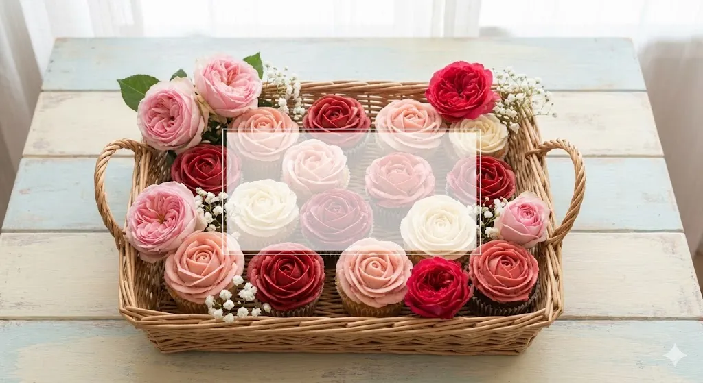 Rose Cupcake Basket