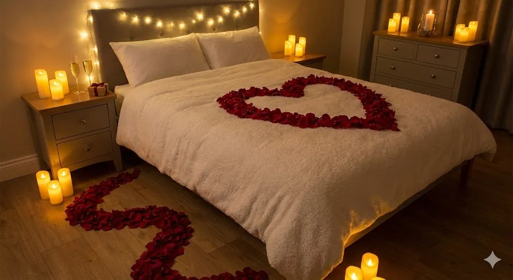 13 Iconic Valentine’s Day Mental Decor Ideas to Melt Hearts in 2026 9 heart shaped trail of rose petals