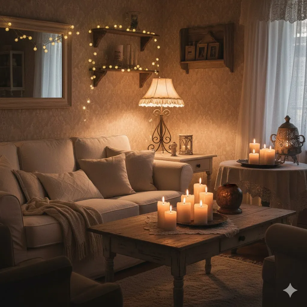 15 Shabby Chic Decor Ideas: A Complete Guide to Timeless, Romantic Interiors 13 Ambient Lighting Scene
